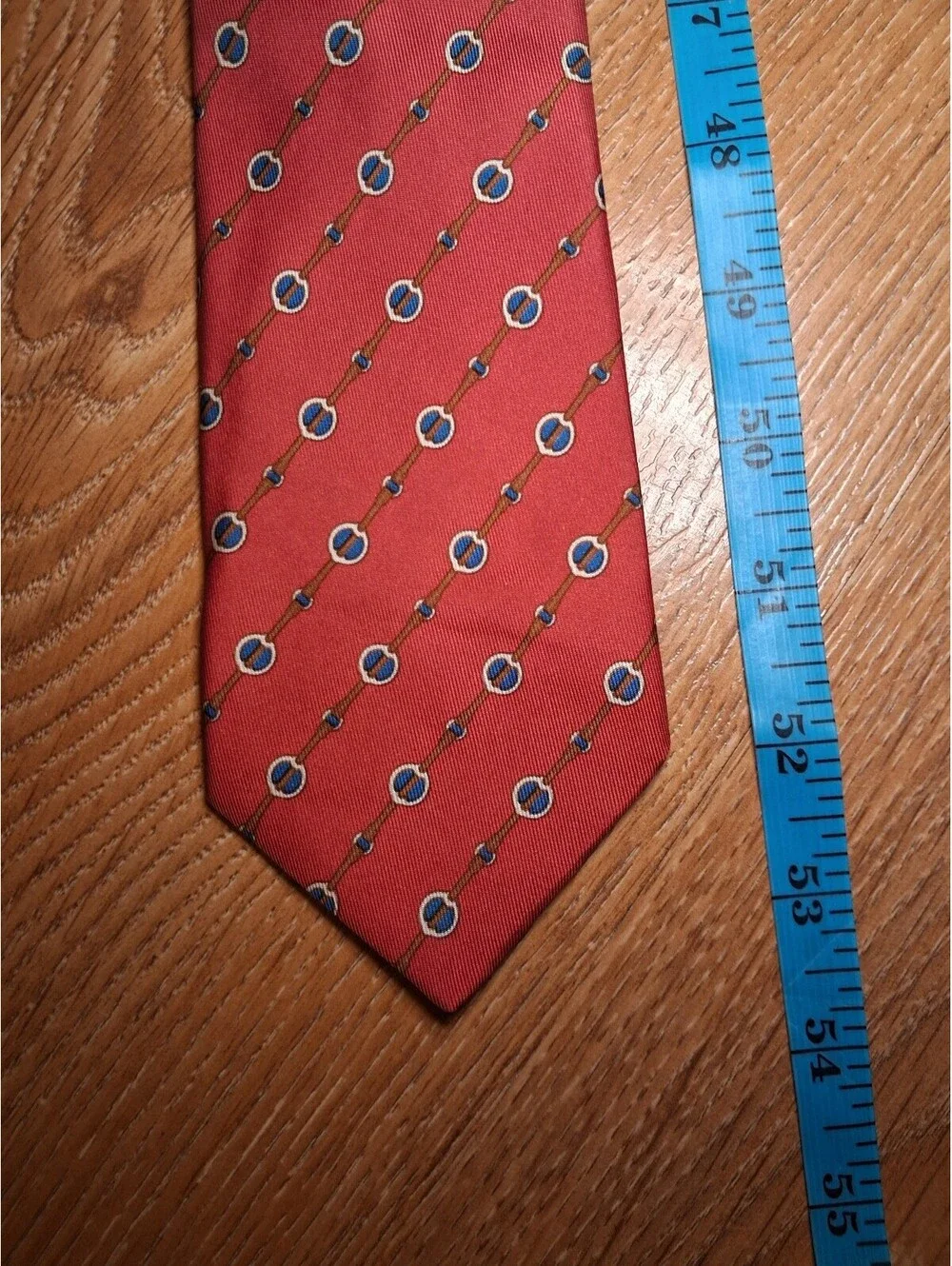 VINTAGE Hermes 100% Silk Tie Red Horse Bridle Equestrian